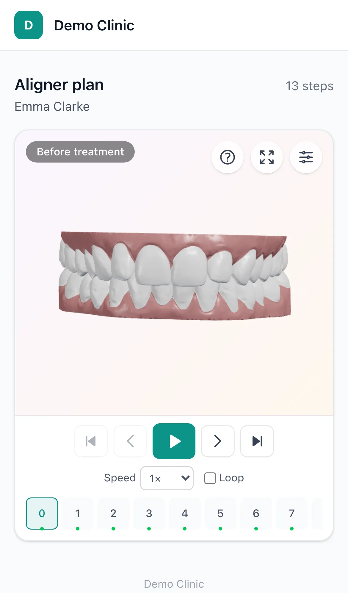 The treatment page on a phone with the play button and the step strip